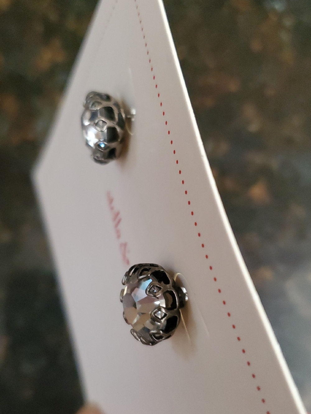 Stella & Dot Vintage Crystal Stud in Beautiful Sculpted Crown Silver Tone Accent